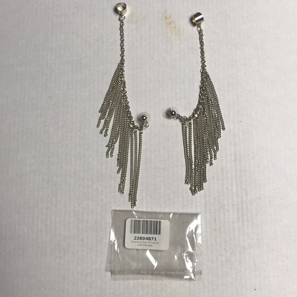 Silver tone Chain Fringe Ear Cuff